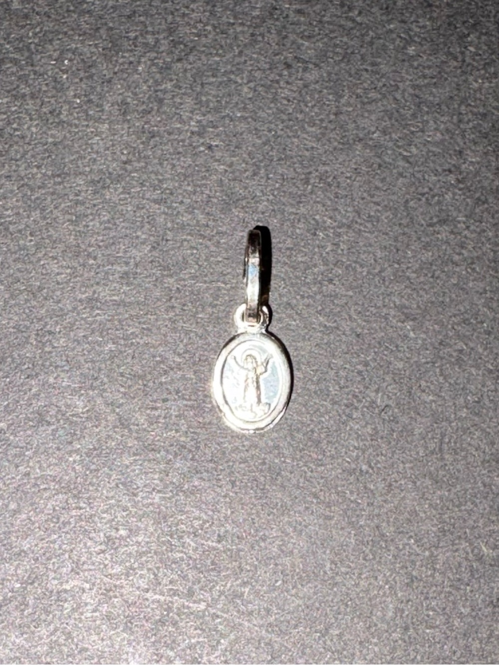 Small Silver Religious Oval Pendant Charm